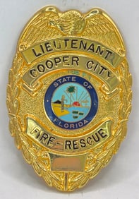 Obsolete Cooper City Florida Fire-Rescue Lieutenant Shield Badge