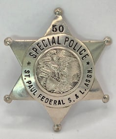 Obsolete Meyer & Wenthe Illinois St. Paul Federal Savings & Loan Special Police 6-Point Star Badge