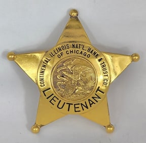 Obsolete C.H. Hanson Continental Illinois Natl. Bank & Trust Co. Of Chicago Lieutentant Star Badge