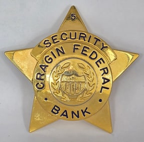 Obsolete Blackinton Cragin Federal Bank Chicago Security 5-Point Star Badge #5