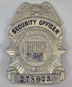 Obsolete Burns International Security Services Security Officer Shield Badge #278025