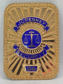 Obsolete Entenmann-Rovin JC Penney Security Badge #1386