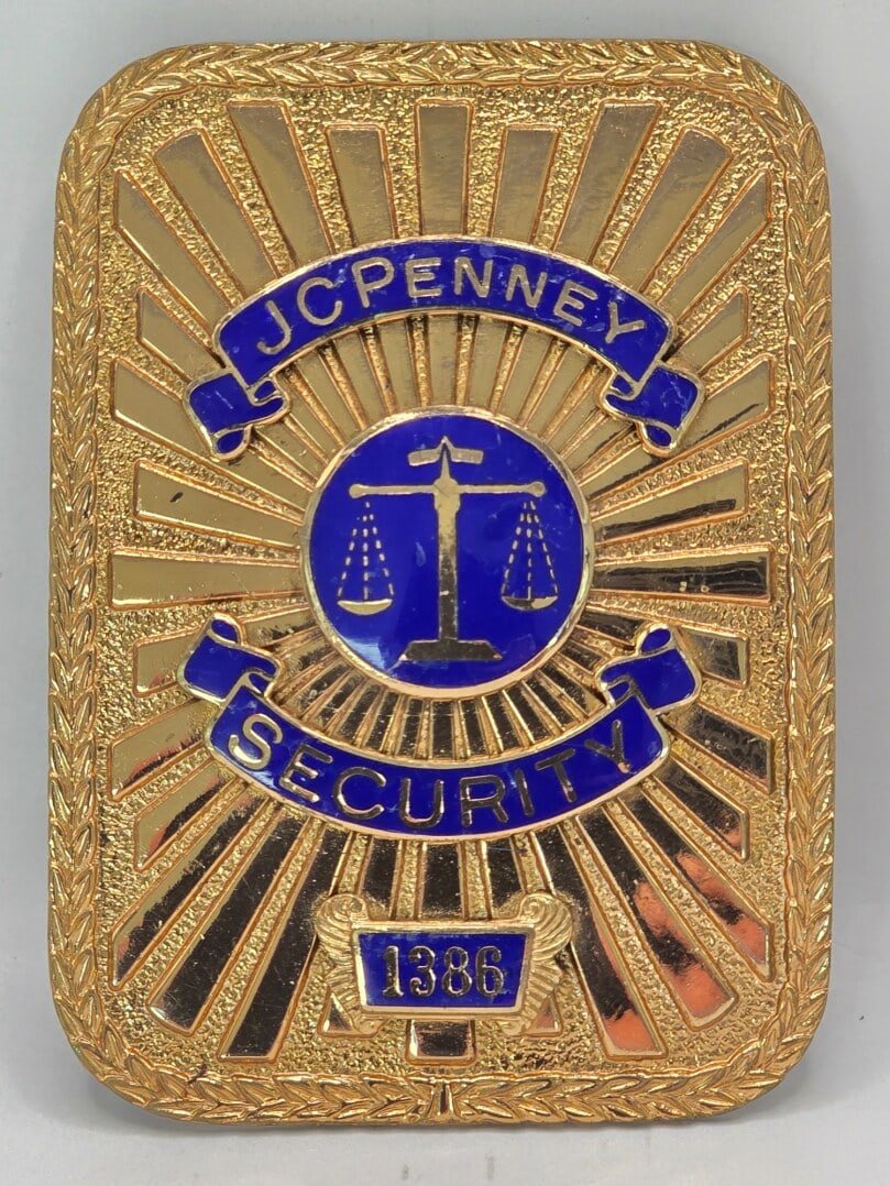 Obsolete Entenmann-Rovin JC Penney Security Badge #1386 (1 of 2)