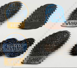 Lot Of Four Mixed Date Licensed Chicago Motor Vehicle Operator Badges