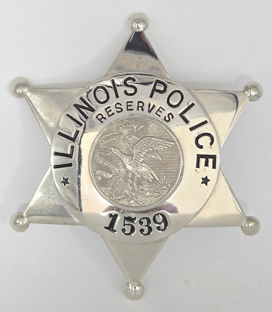 Obsolete Meyer & Wenthe Illinois Police Reserves 6-Point Star Badge #1539 (1 of 2)