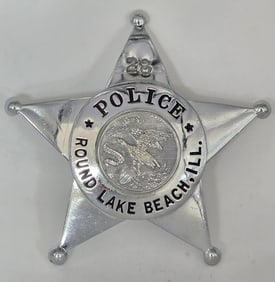 Obsolete Meyer & Wenthe Round Lake Beach Illinois Police 5-Point Star Badge #28