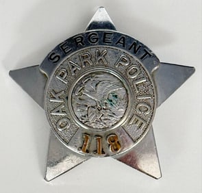 Obsolete C.H. Hanson Oak Park Illinois Police Sergeant Star Badge #118