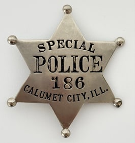 Obsolete Meyer & Wenthe Calumet City Illinois Special Police Star Badge #186