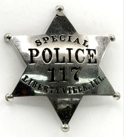 Obsolete Meyer & Wenthe Libertyville Illinois Special Police Star Badge #117