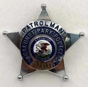 Obsolete C.H. Hanson Calumet Park Illinois Police Patrolman Star Badge #000