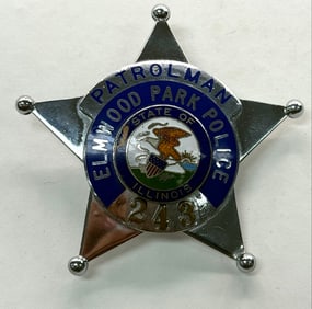Obsolete C.H. Hanson Elmwood Park Illinois Police Patrolman Star Badge #243