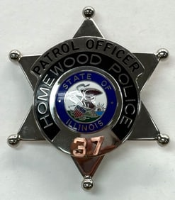 Obsolete V.H. Blackinton Homewood Illinois Police Patrol Officer Star Badge #37