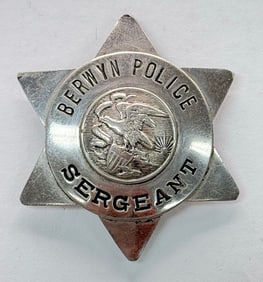 Obsolete S.D. Childs Berwyn Illinois Police Sergeant Star Badge #134-A