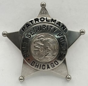 Obsolete C.H. Hanson Chicago Port Security Police Patrolman Star Badge #148
