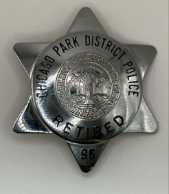 Obsolete C.H. Hanson Chicago Park District Police Retired Star Badge #96