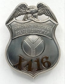 Obsolete C.H. Hanson Chicago Special Police Patrolman Shield Badge #X416