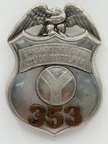 Obsolete C.H. Hanson Chicago Special Police Patrolman Shield Badge #353