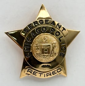 Obsolete V.H. Blackinton Named Retired Chicago Police Sergeant Presentation Star Badge