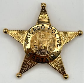 Obsolete V.H. Blackinton Unused Chicago Police Captain Presentation Star Badge