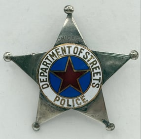 Obsolete S.D. Childs Chicago Department Of Streets Police Star Badge
