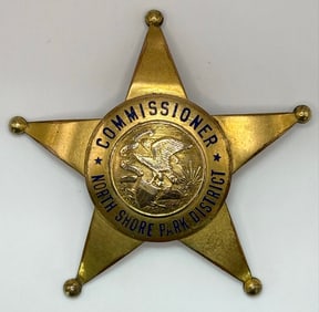 Obsolete C.H. Hanson Illinois North Shore Park District Commissioner Star Badge