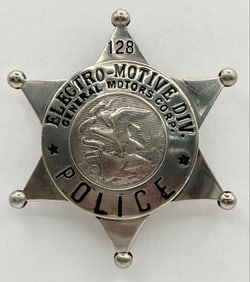 Obsolete C.H. Hanson Illinois Electro-Motive Div. General Motors Corp. Police Star Badge #128