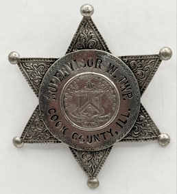 Obsolete Meyer & Wenthe Cook County Illinois Supervisor West Township Star Badge