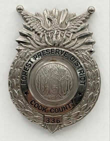 Obsolete Cook County Illinois Forest Preserve District Shield Badge #336