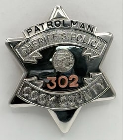 Obsolete Blackinton Cook County Illinois Sheriff's Police Patrolman Star Badge #302