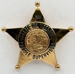 Obsolete C.H. Hanson State Of Illinois Parole Supervisor 5-Point Star Badge #161