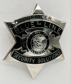 Obsolete Blackinton State Of Illinois Blue-Line Security Solutions Officer Star Badge