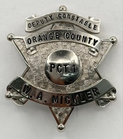 Obsolete Named Orange County Texas Precinct 1 Deputy Constable Star Badge