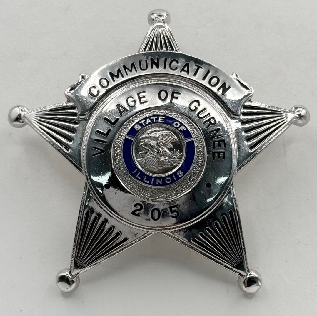 Obsolete Village Of Gurnee Illinois Communication Star Badge #205 (1 of 2)
