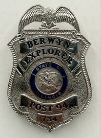 Obsolete Blackinton Berwyn Illinois Explorer Post 94 Shield Badge #734