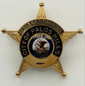 Obsolete Blackinton City Of Palos Hills Illinois Park Commissioner Star Badge #205