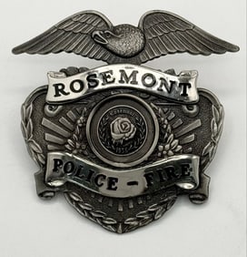 Obsolete Blackinton Rosemont Illinois Police - Fire Cap Badge