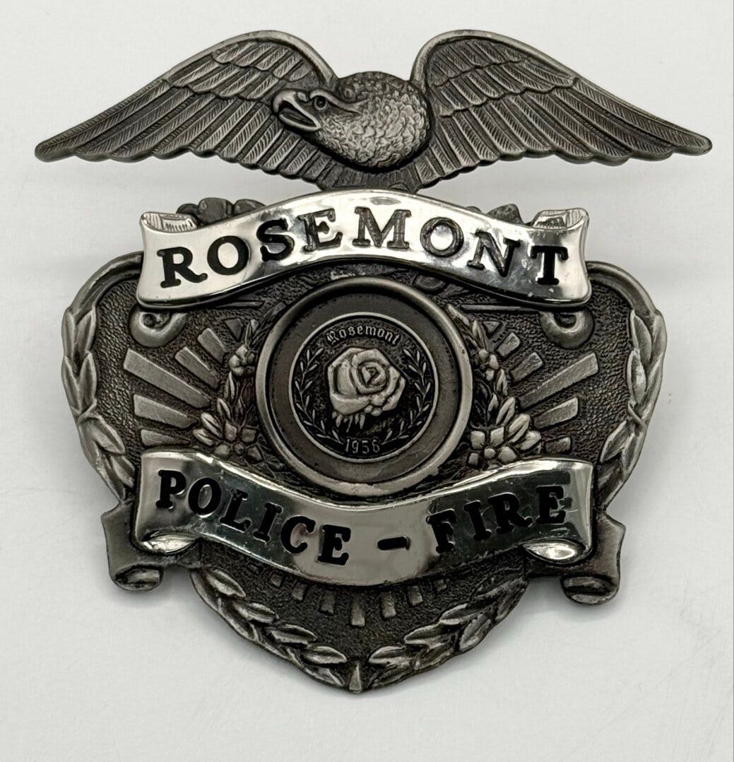 Obsolete Blackinton Rosemont Illinois Police - Fire Cap Badge (1 of 2)