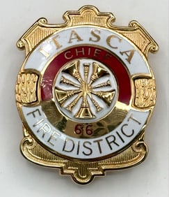Obsolete Blackinton Itasca Illinois Fire District Chief Badge #66