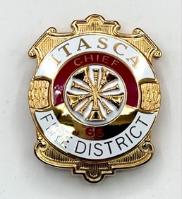 Obsolete Blackinton Itasca Illinois Fire District Chief Badge #66
