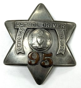 Obsolete Chicago Police Patrol Driver Pie Plate Badge #95