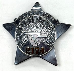 Obsolete C.H. Hanson Chicago Transit Authority Police Patrolman Badge #2174
