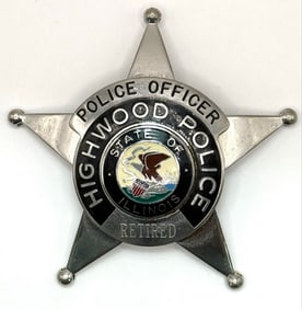 Obsolete Blackinton Highwood Illinois Police Officer Retired 5-Point Star Badge