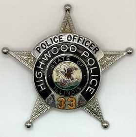 Obsolete Blackinton Highwood Illinois Police Officer 5-Point Star Badge #33