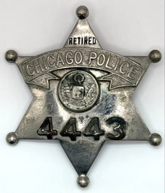 Obsolete C.H. Hanson Chicago Police Retired Star Badge #4443