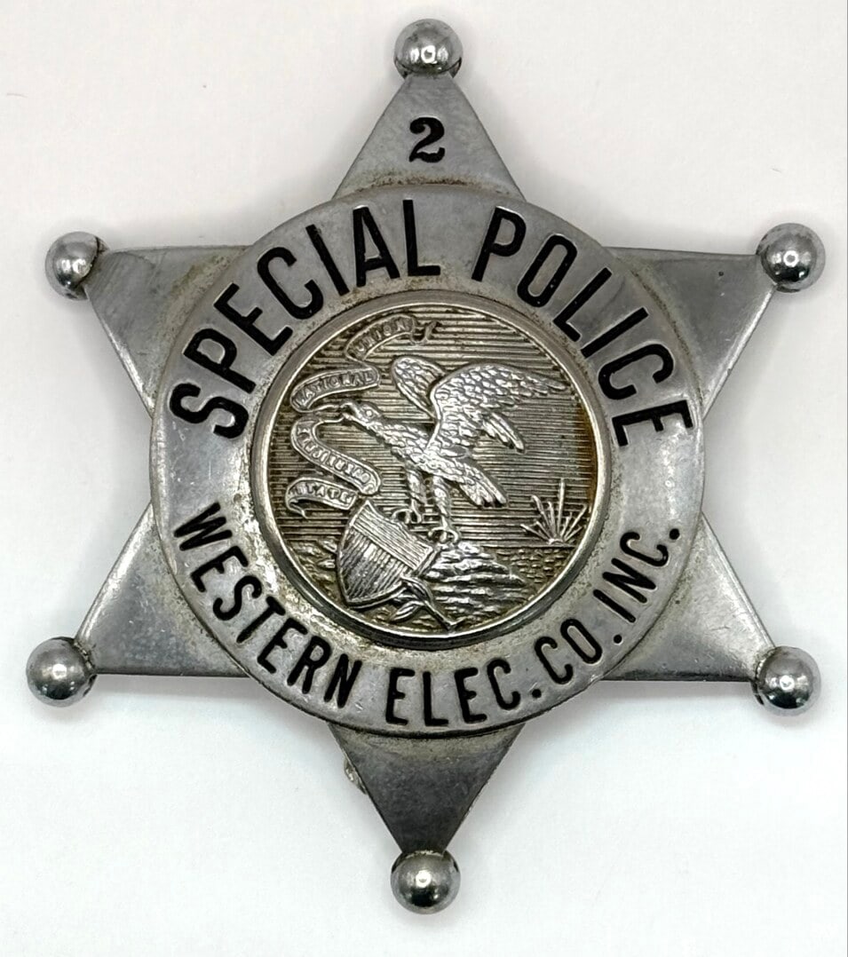 Obsolete W.S. Darley Western Electric Co. Illinois Special Police Star Badge #2 (1 of 2)