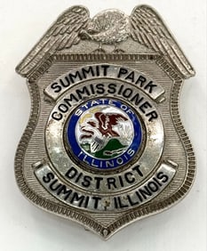 Obsolete Summit Illinois Summit Park District Commissioner Shield Badge