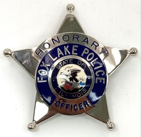 Obsolete Blackinton Fox Lake Illinois Police Honorary Officer Star Badge