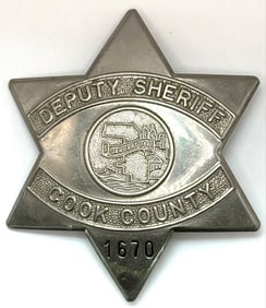 Obsolete C.H. Hanson Cook County Illinois Deputy Sheriff Badge #1670