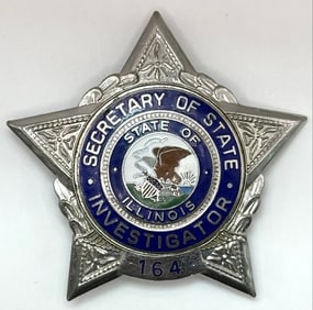 Obsolete State Of Illinois Secretary Of State Investigator Star Badge #164