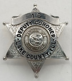 Obsolete Lake County Illinois Deputy Coroner Sergeant Star Badge #16